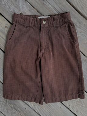 VTG Billabong Youth Boys Walk Shorts 23 Dark Brown Micro Plaid Skater Size 10